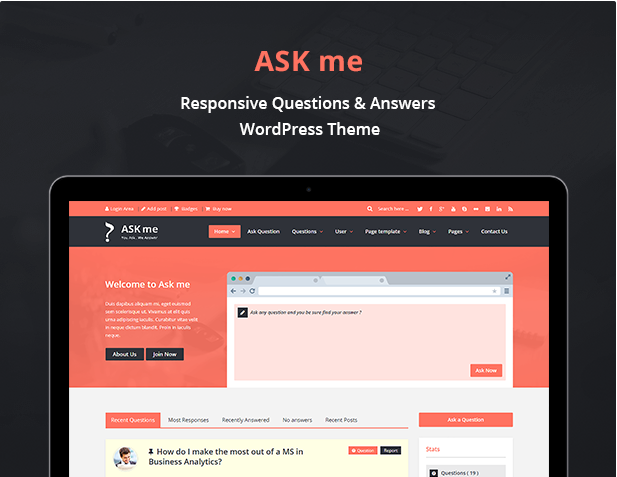 Best Question & Answer WordPress Themes- Ask Me 